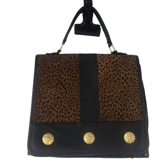 GENUINE LEATHER CHEETAH PRINT CONVERTIBLE CROSSBODY HANDBAG BAG SNAP CLOSURE - Picture 15 of 16